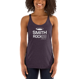 Vintage Purple Smith Rock(s) Women's Racerback Tank Top on Model