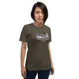 Smith Rock Canyon Graphic Novel Unisex T-Shirt army on model