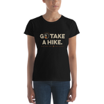 Black Go Take a Hike (On Misery Ridge) Women's T-shirt on Model