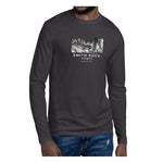 Smith Rock Canyon Graphic Novel Unisex Long Sleeve Fitted Crew (no cuffs) heavy metal on model