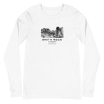 Smith Rock Canyon Graphic Novel Unisex Long Sleeve T-Shirt white