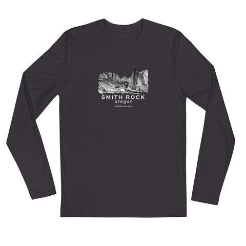 Smith Rock Canyon Graphic Novel Unisex Long Sleeve Fitted Crew (no cuffs) heavy metal 